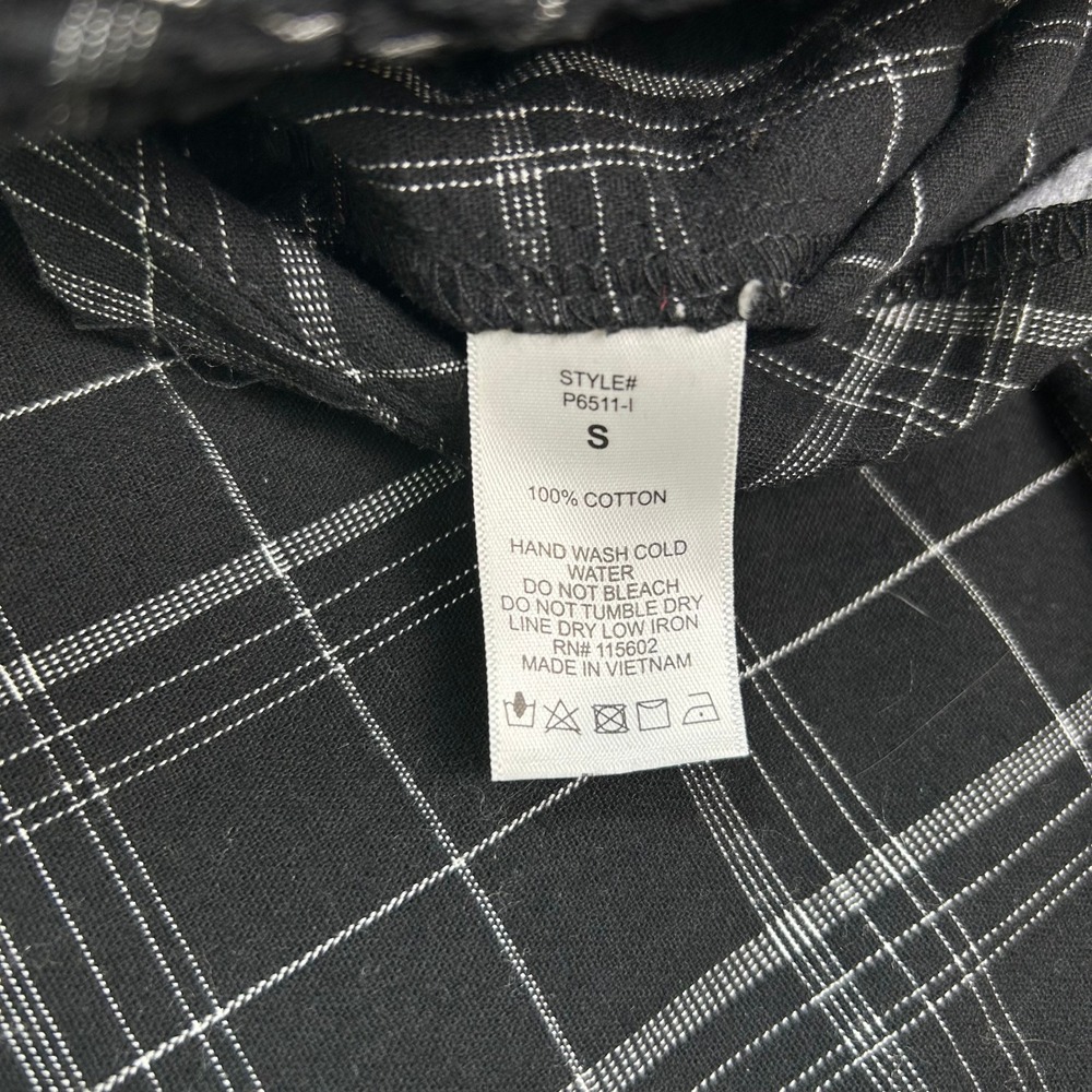 Lush Black Plaid Button Front Jumpsuit Small Strappy Cutout Back One Piece - Picture 6 of 6